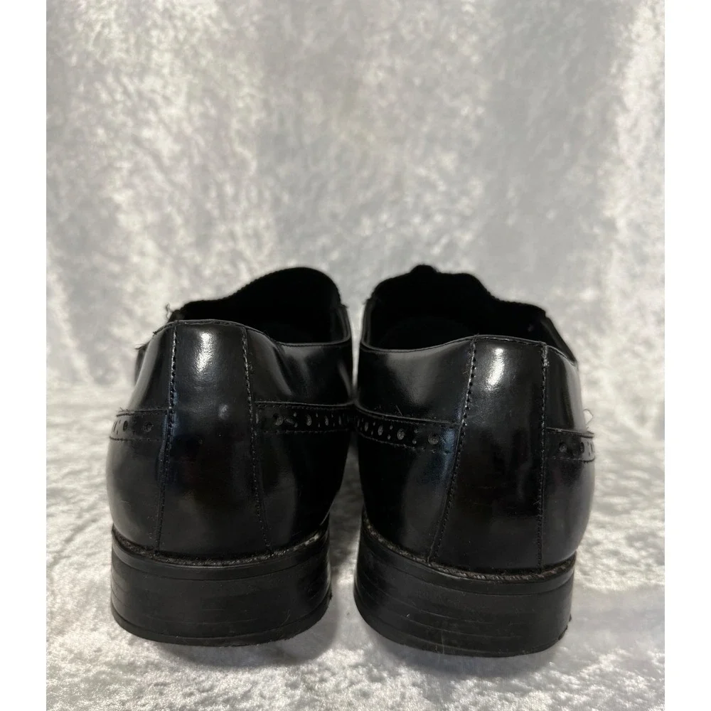 Stacy Adams Mens Black Leather Square Toe Slip On Loafers‎ Brogue Shoes Sz-12